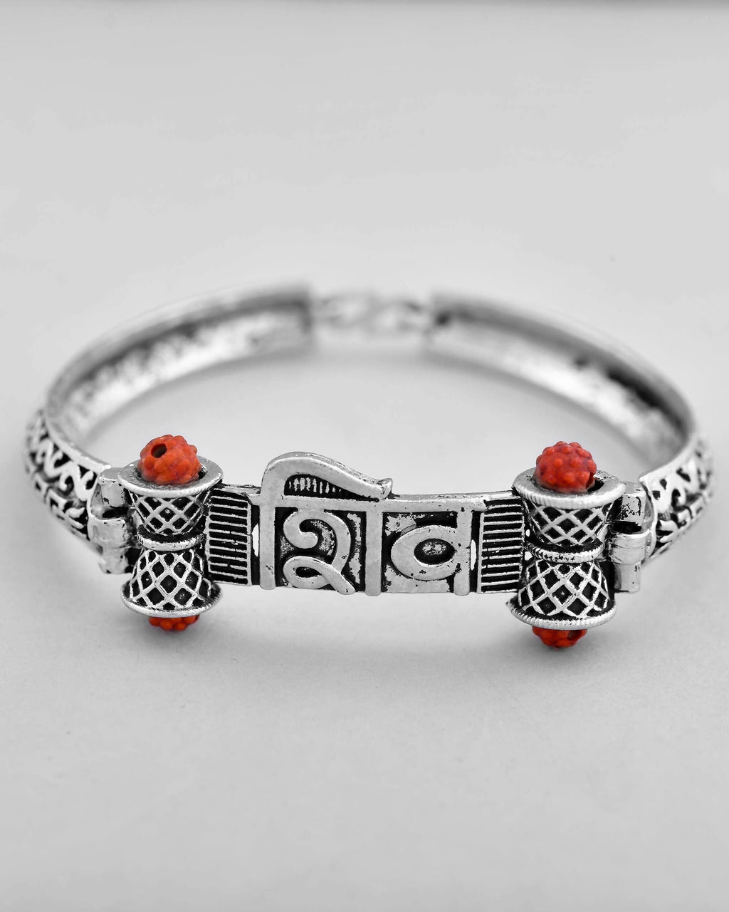 VOJ Silver Plated Shiv Kada Bracelet