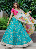 Tulsi Art Superb Blue Sequins Work Art Silk Sangeet Wear Lehenga Choli | Grocsy