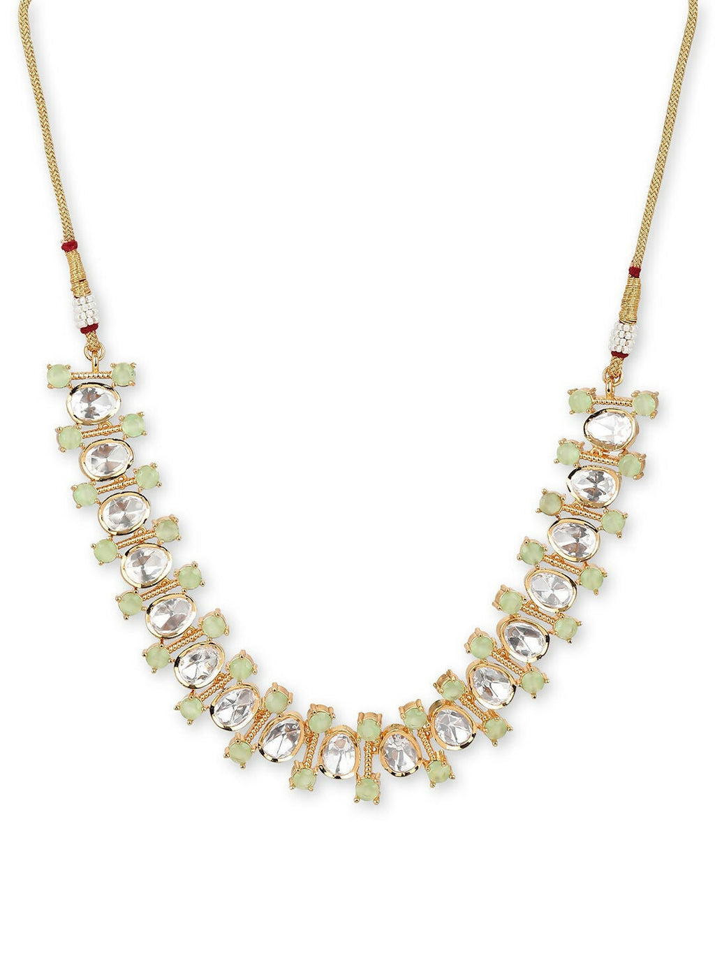 Moissanite & Green Stone Necklace- Ruby Raang | Grocsy