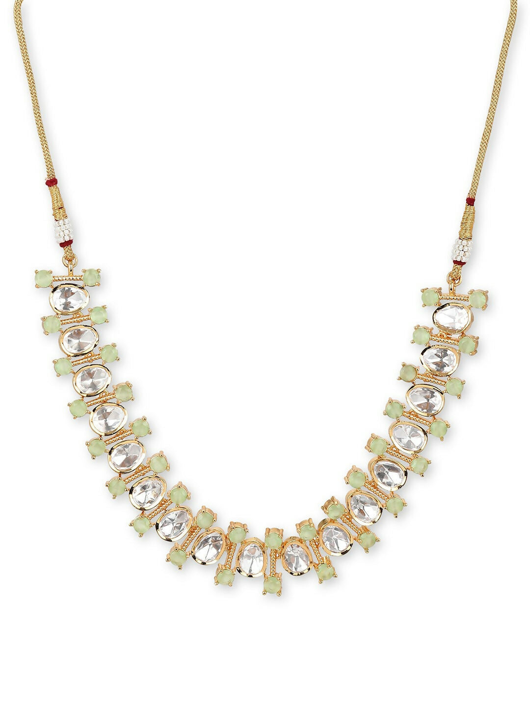 Moissanite & Green Stone Necklace- Ruby Raang | Grocsy