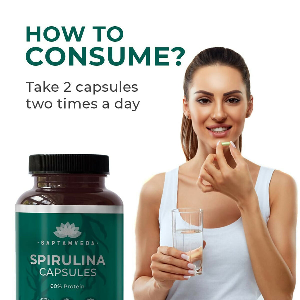 Saptamveda Spirulina Capsules | Grocsy
