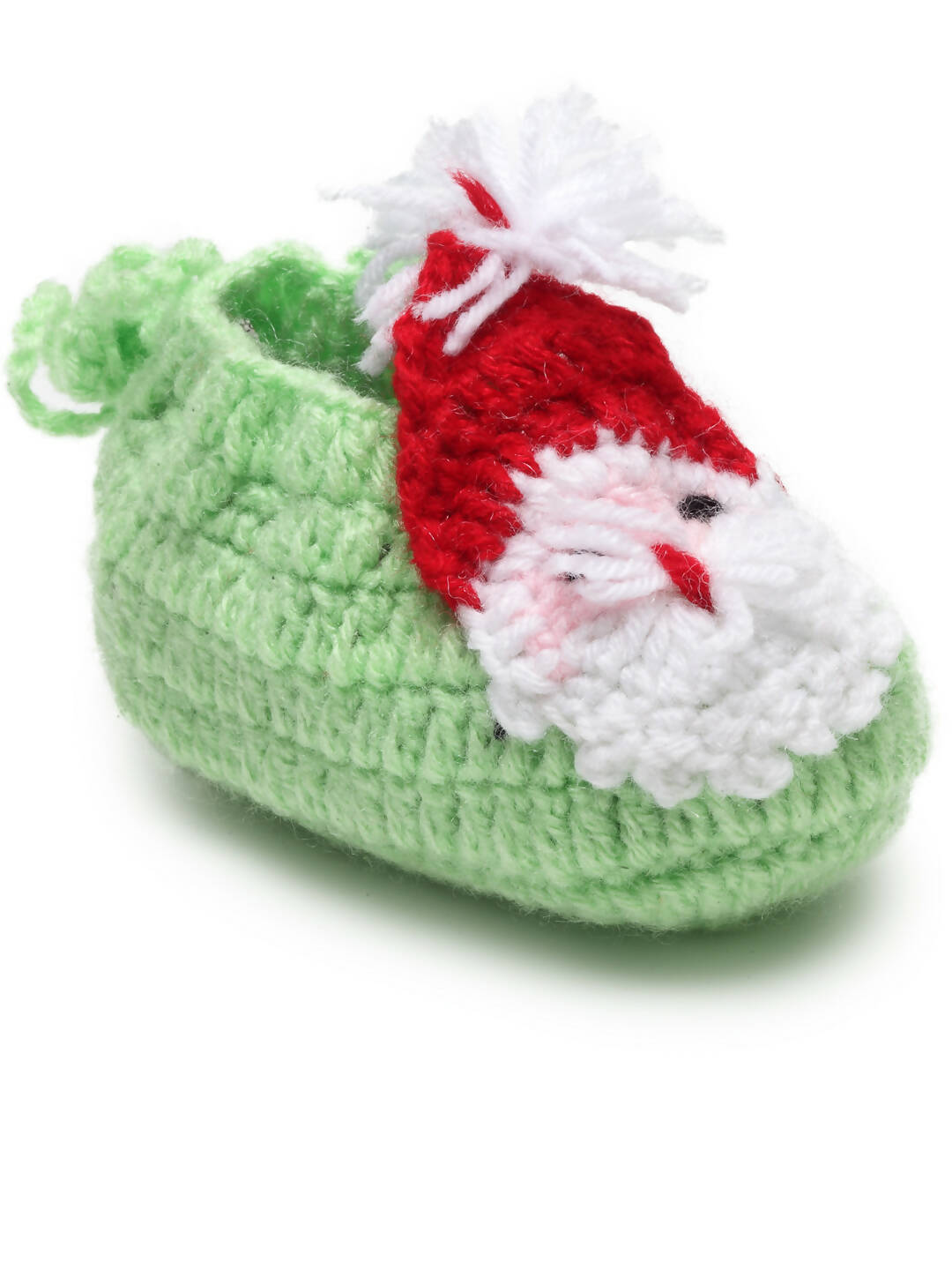 Chutput Kids Woollen Hand Knitted Santa Face Booties - Green | Grocsy