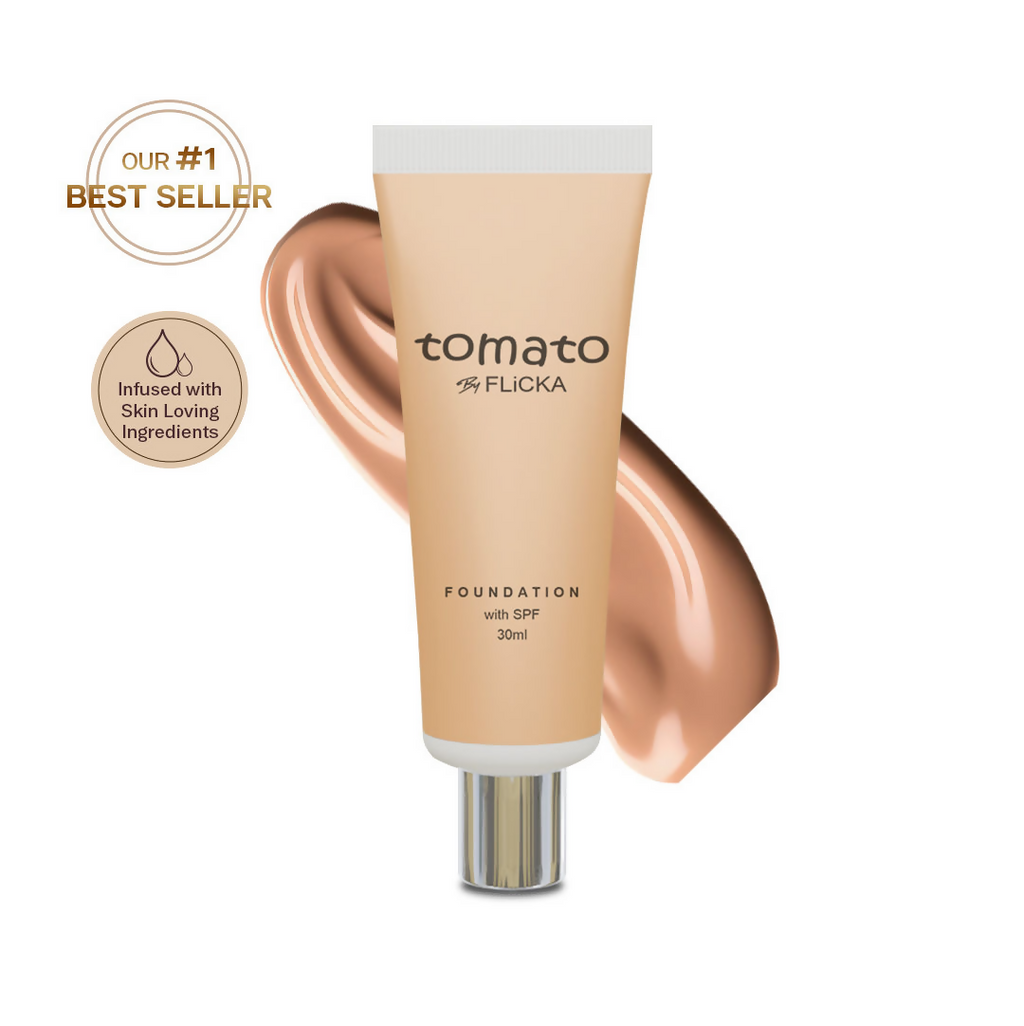 Flicka Cosmetics Tomato Moisturizing Lightweight & Long Lasting Liquid Foundation Walnut 04 | Grocsy