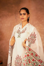Joban Fashion Off White Pink Hand Block Printed Cotton Suit Set | Grocsy