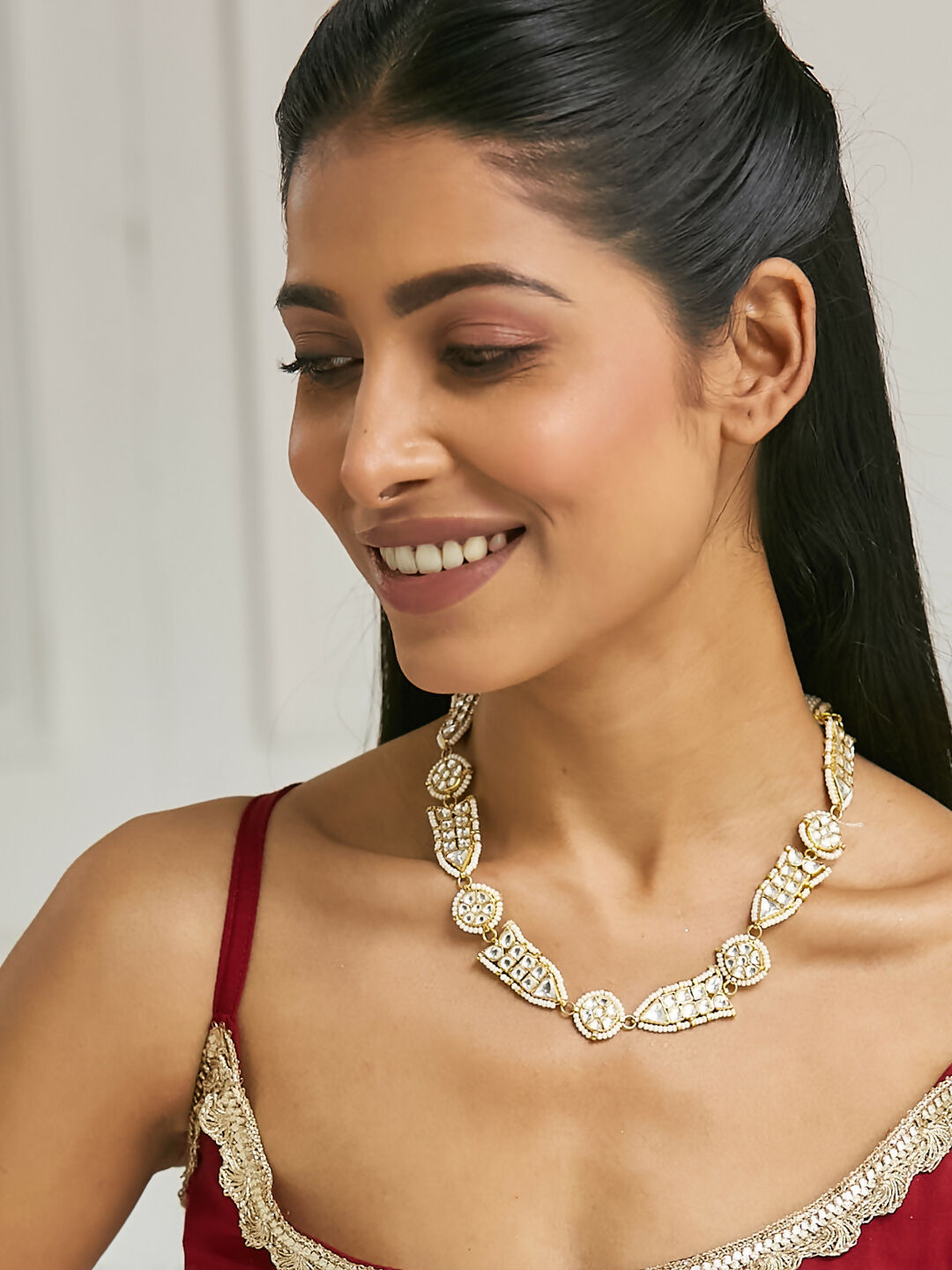Nuyug 22K Gold-Plated Kundan & Pearls Studded Matha Patti with Regal Motifs Head Jewellery | Grocsy