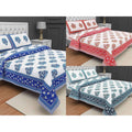 Queen Size 230x270 Cms Jaipuri Hand Block Printed Traditional 144TC Cotton Bedsheet with 2 Pillow Covers | Grocsy