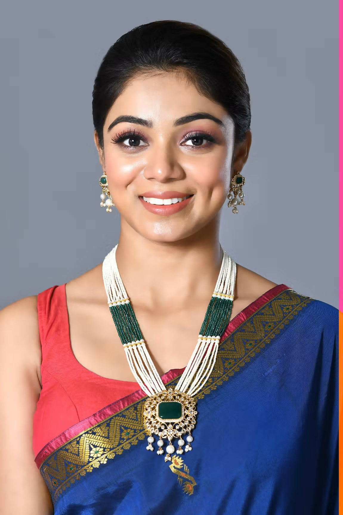 Joban Fashion Women Golden White Green Pendant Set With Earrings | Grocsy