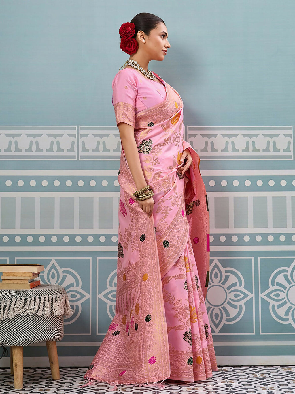 Shree Shyam Fashion Light Pink Silk Saree | Grocsy