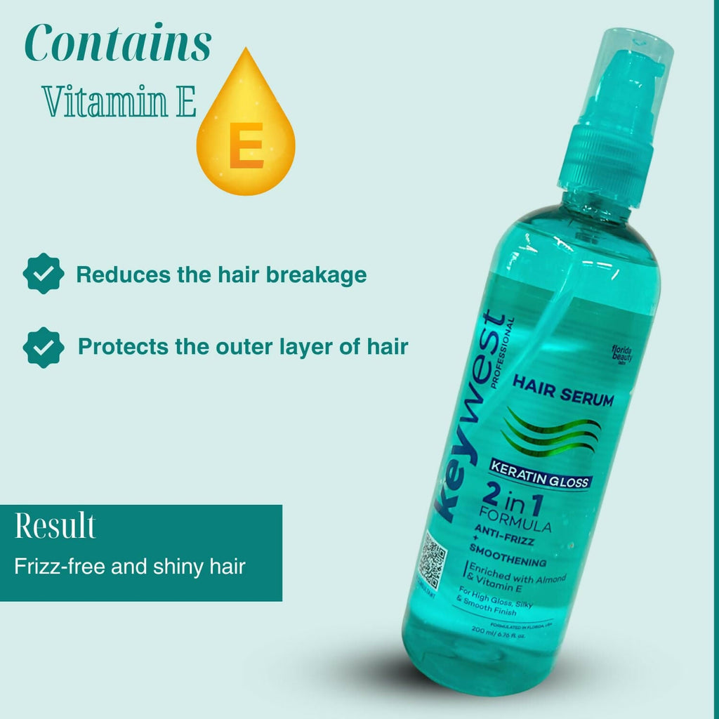 Keywest Professional Keratin Gloss Hair Serum - 2in1 Formula Anti-Frizz + Smoothening | Grocsy