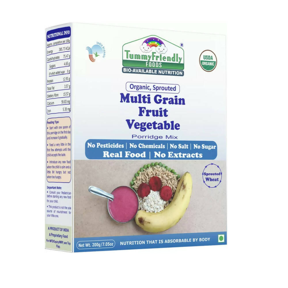 TummyFriendly Foods Organic Multi-Grain, and Sprouted Ragi, Oats, Red Lentil, Banana Porridge Mixes Combo | Grocsy