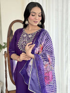Blue Viscose Chanderi Stitched Suit With Dupatta - Tanisha | Grocsy