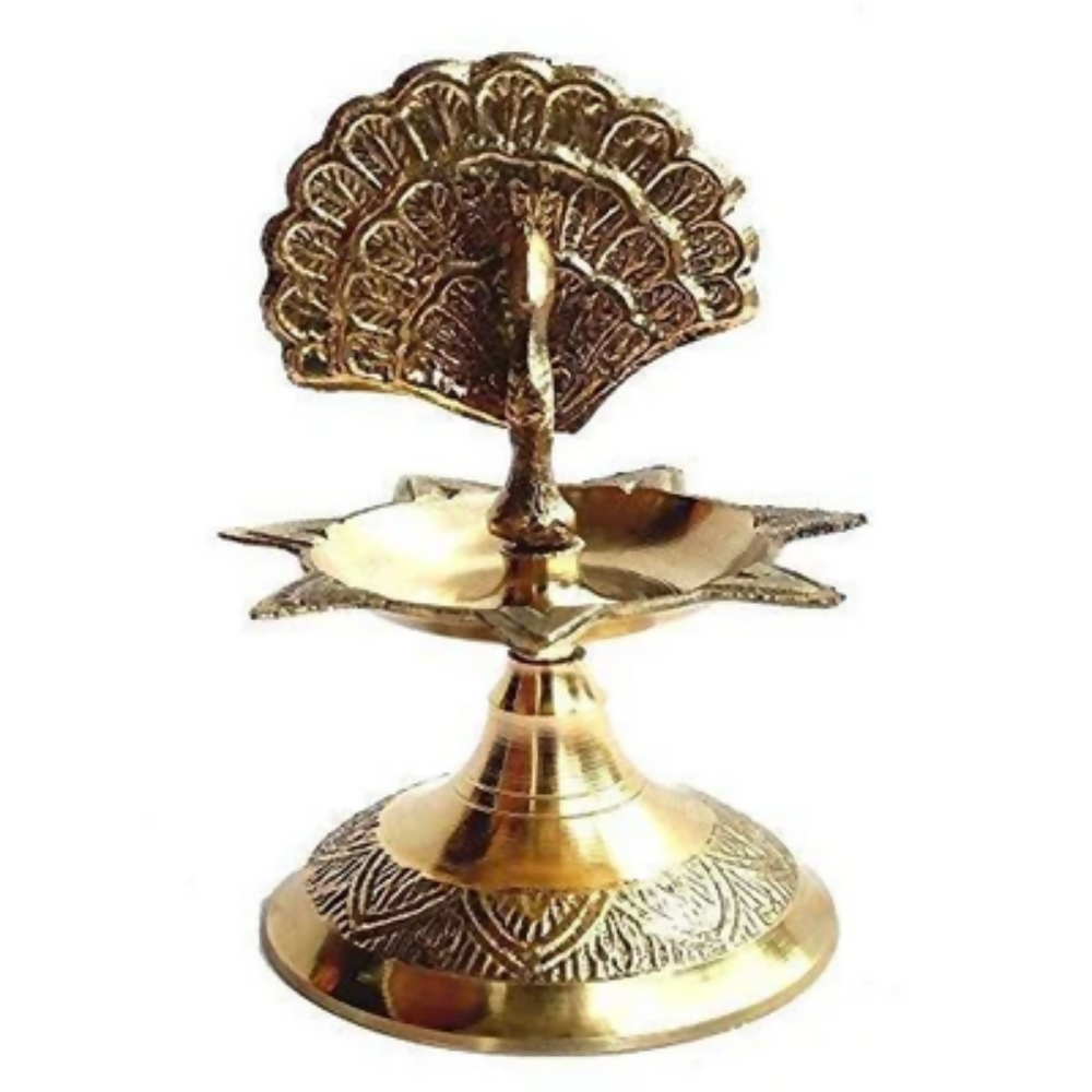 CraftVatika Brass Peacock Diya Oil Lamp (Type 1) | Grocsy