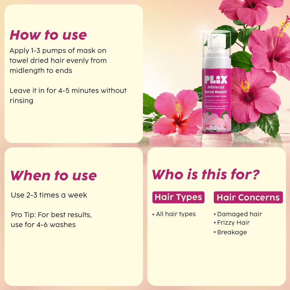 PLIX The Plant Fix Hibiscus Bond Repair Leave In Hair Mask | Grocsy
