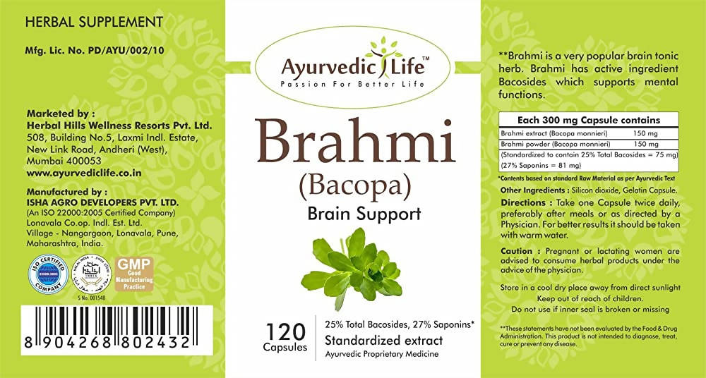 Ayurvedic Life Brahmi Capsules | Grocsy