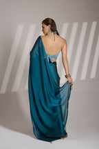 Blue Satin Rangoli Solid Fancy Designer Saree - Nafisa | Grocsy