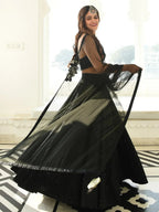Tulsi Art Sweet Black Sequins Georgette Reception Wear Lehenga Choli | Grocsy