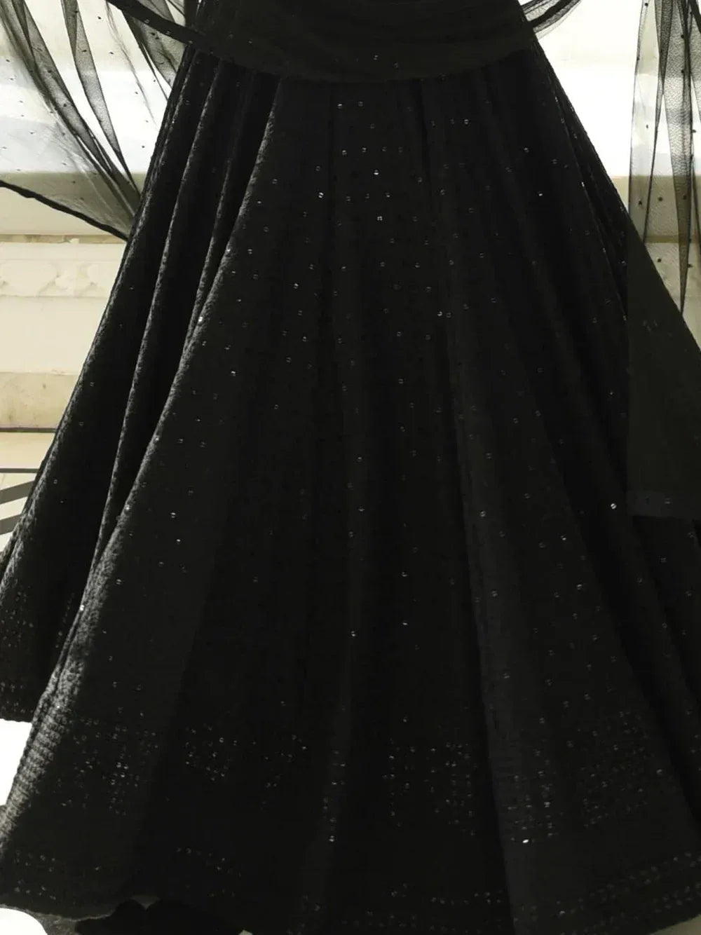 Tulsi Art Sweet Black Sequins Georgette Reception Wear Lehenga Choli | Grocsy