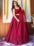 Tulsi Art Sweet Maroon Sequins Georgette Festival Wear Lehenga Choli | Grocsy