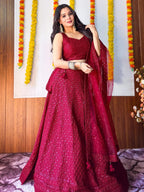 Tulsi Art Sweet Maroon Sequins Georgette Festival Wear Lehenga Choli | Grocsy