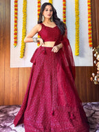 Tulsi Art Sweet Maroon Sequins Georgette Festival Wear Lehenga Choli | Grocsy