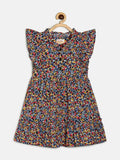 Manet Girls Cotton Frill Sleeve Frock Small Flower Print - Multicolour | Grocsy