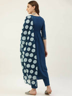 FIORRA Women's Turquise Poly Crepe Straight Kurta Pant With Dupatta | Grocsy