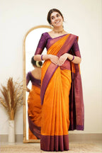 DEIANA'S Beautiful Designer Golden zari Soft Lichi Silk Saree - Yellow | Grocsy