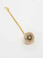 NVR Women's Gold-Polished CZ Stone-Studded Borla Maang Tikka | Grocsy