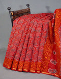 Shades of Red Chanderi Print Saree By Gayathri Reddy Designer Studio | Grocsy