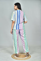 Morchari Digital Print Semi Muslin Co-Ord Set Top & Trouser-Multicolor | Grocsy