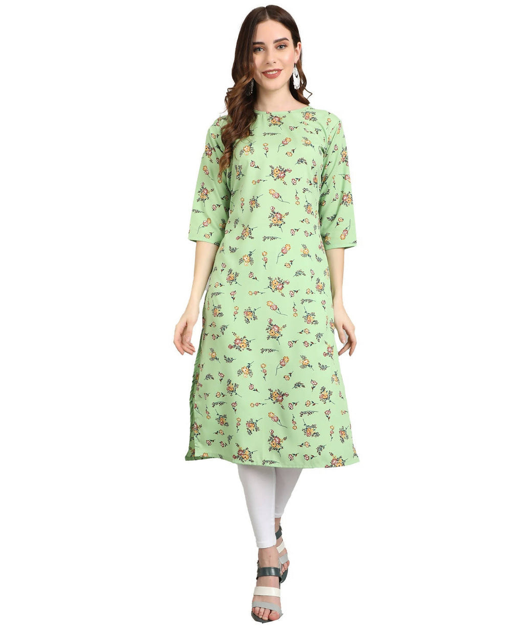 Vamika Pista French Crepe Printed Party Wear/Casual Wear Kurti | Grocsy