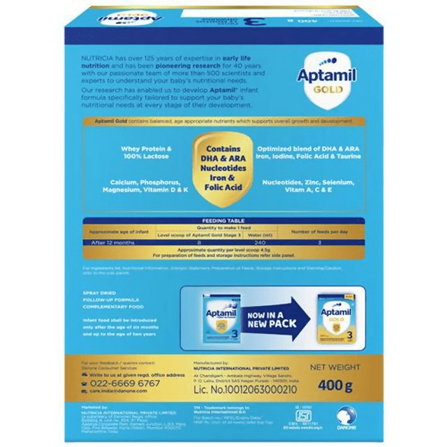 Aptamil Gold Follow-Up Formula Stage 3 Powder (From 12 Months Onwards) | Grocsy