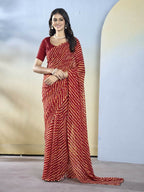 Maroon Georgette Designer Printed Ready to Wear Saree - Samyana | Grocsy