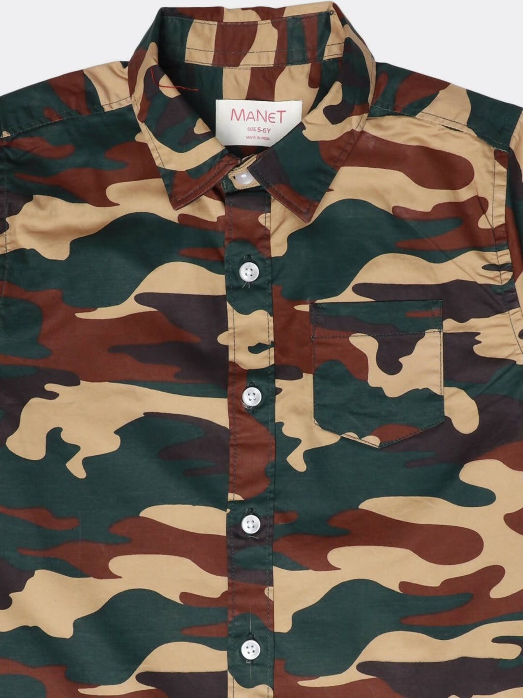 Manet Boys Full Sleeves Camouflage Printed Shirt - Green | Grocsy