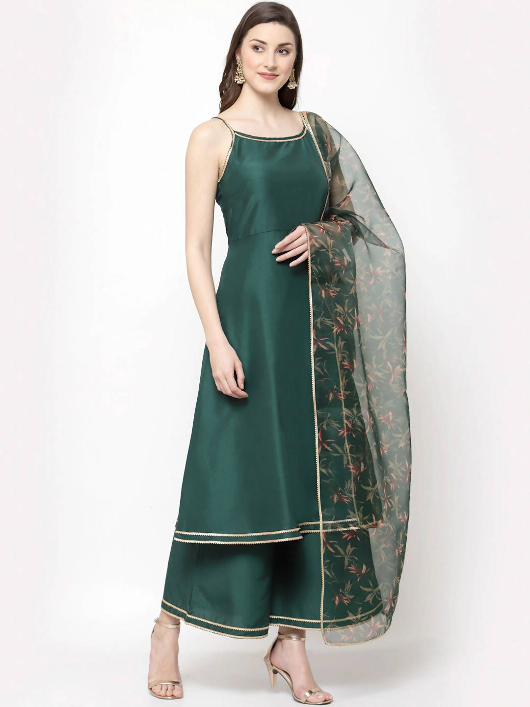 Myshka Women Green Kurta with Palazzos & With Dupatta | Grocsy