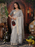 Shree Shyam Fashion Organza Gray Saree | Grocsy