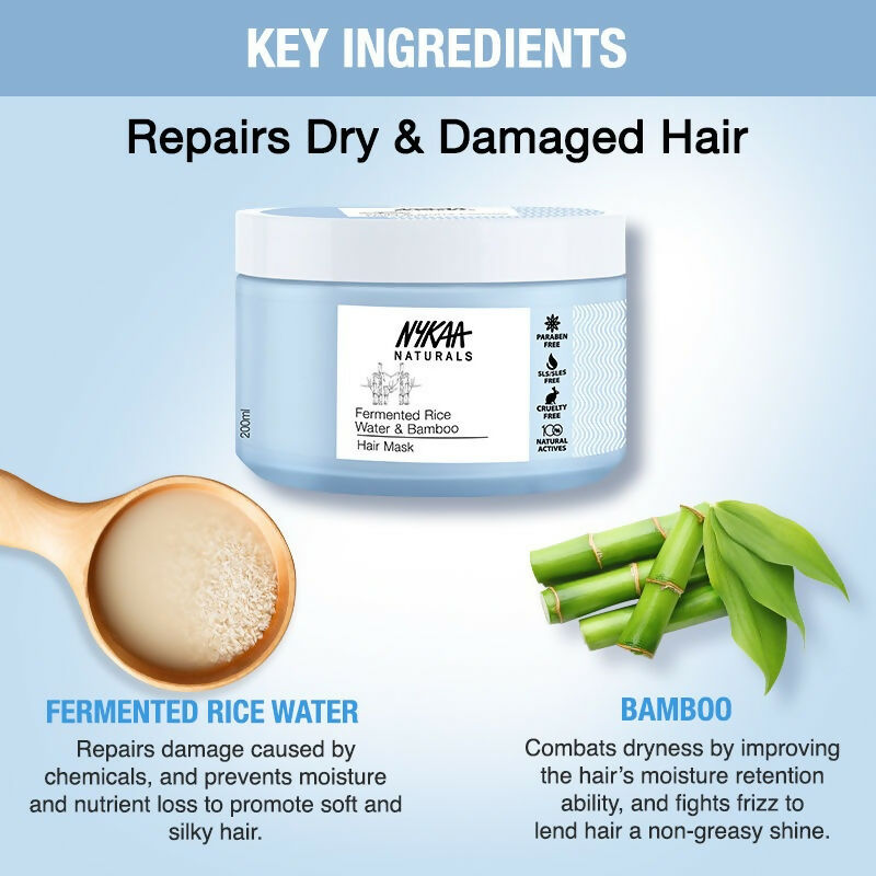 Nykaa Naturals Anti-Frizz Sulphate-Free Hair Mask With Fermented Rice Water & Bamboo | Grocsy