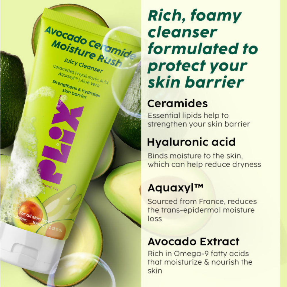 PLIX The Plant Fix Avocado Ceramide Moisture Rush - Cleanser & Cream | Grocsy