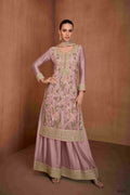 Festive Wear Ethnic Light Pink Chinon Stitched Suit With Dupatta - Zeeya | Grocsy