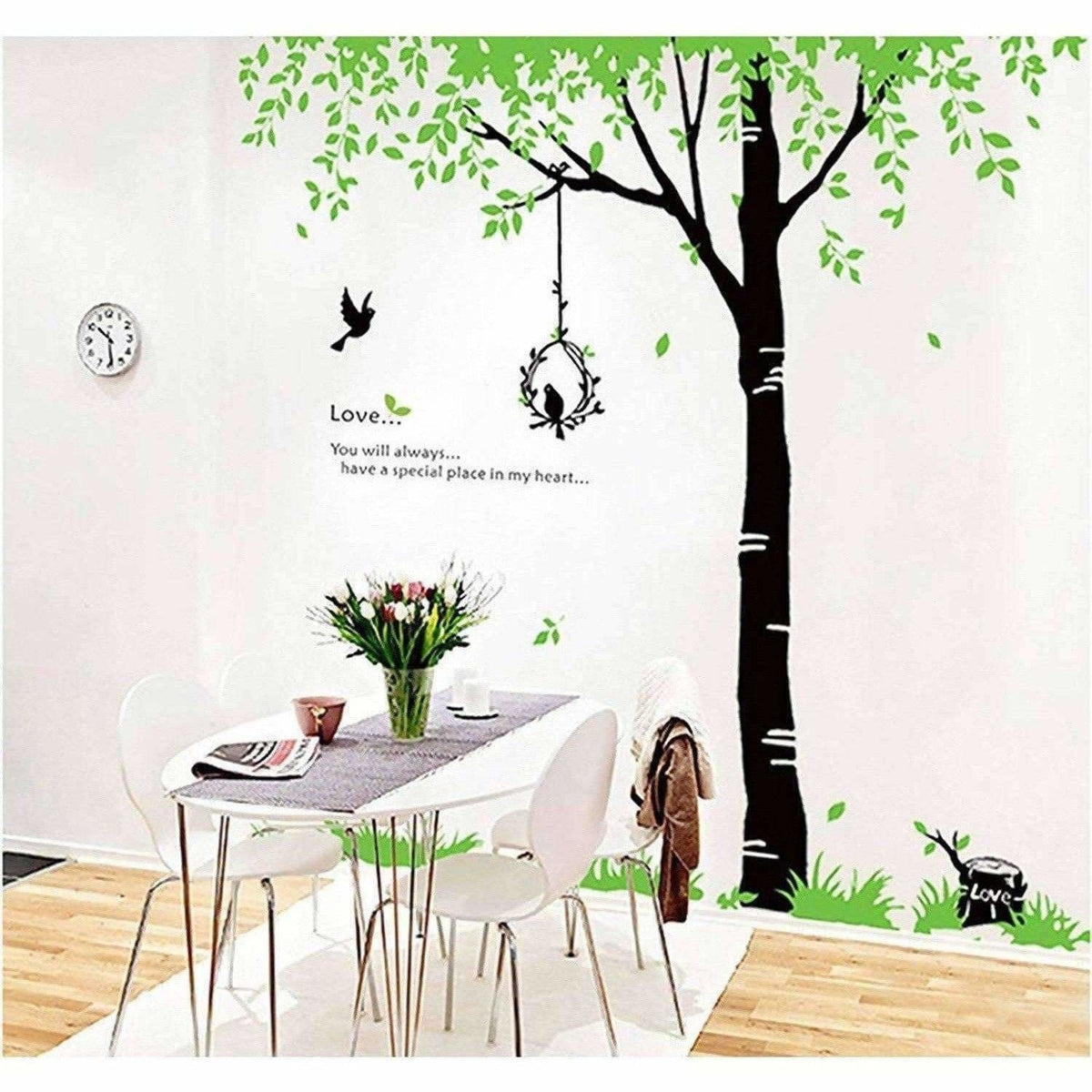 StylishWalls PVC Vinyl Self-Adhesive Calm Green Trees Nature Wall Stickers for Bedroom (Large, 220 x 200 cm) | Grocsy