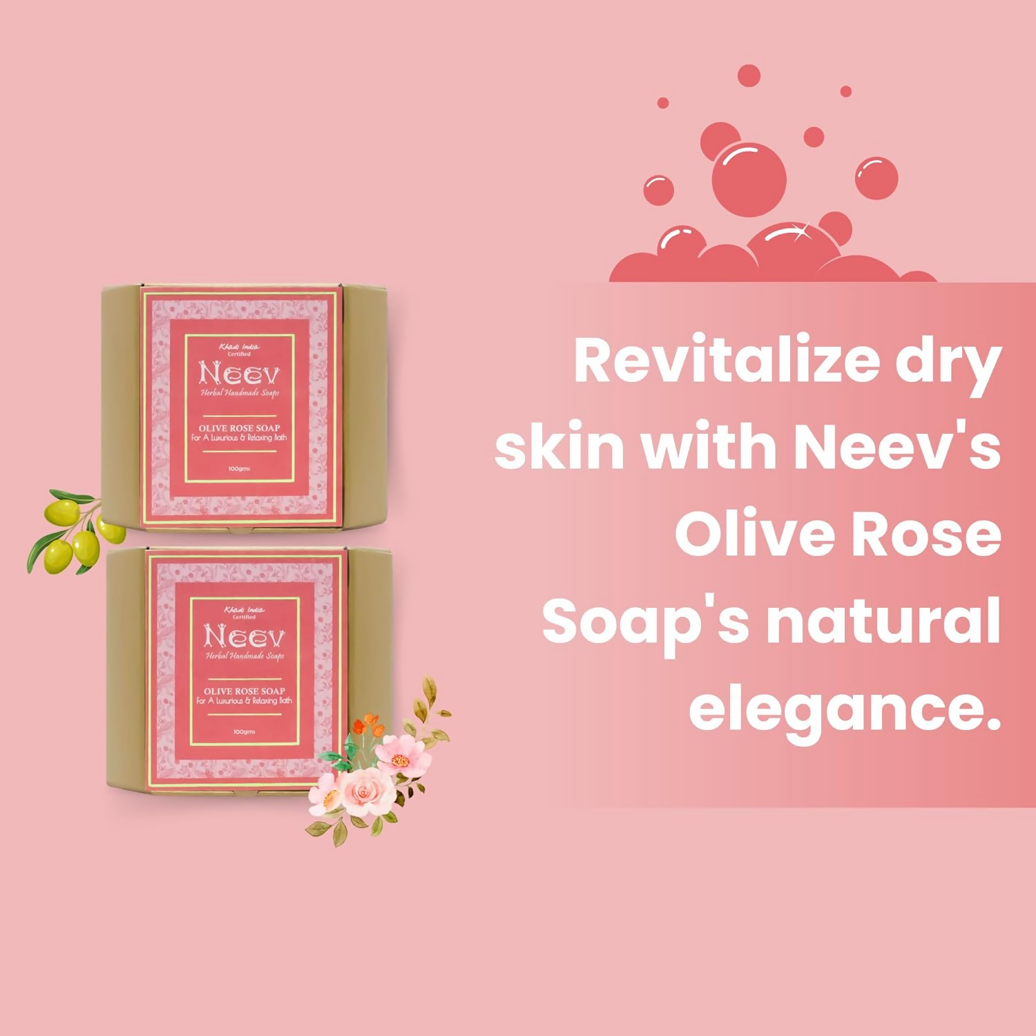 Neev Herbal Mahua Organic Olive Rose Handmade Soap | Grocsy