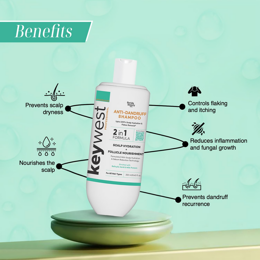 Keywest Professional Anti Dandruff Shampoo 2in1 Formula Scalp Hydration + Follicle Nourishment | Grocsy