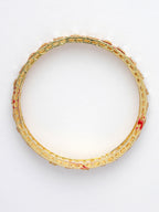 NVR Women's Set Of 4 Gold-Polished Red Kundan-Studded Traditional Bangles | Grocsy