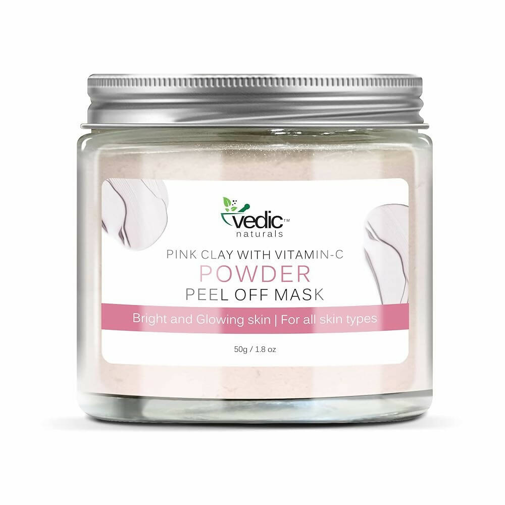 Vedic Naturals Pink Clay With Vitamin-C Powder Peel Off Mask | Grocsy