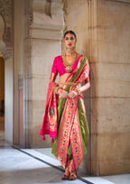 Peridot Green Soft V.P. Silk Magnum Finish, Weaving, Golden Zari Paithani Silk Saree - Rath Kadampalli | Grocsy