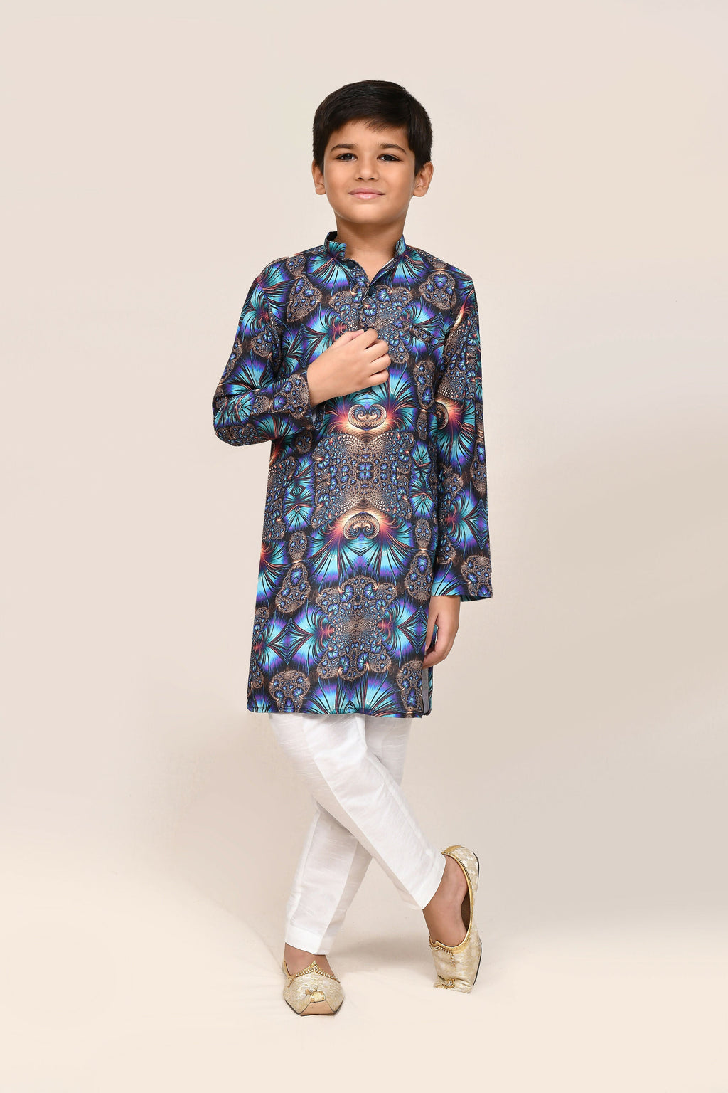 Joban Fashion Cotton Silk Blue Kurta With Straight Fit Pant | Grocsy