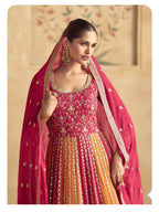 Vastranavya Stunning Red Georgette Gota Sequins A-Line Anarkali Suit | Grocsy