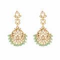 Nuyug 22K Gold Plated Regal Green Kundan Chandbali Earrings | Grocsy