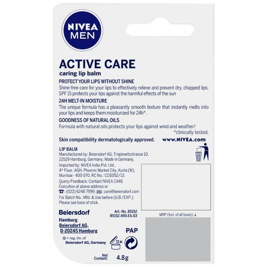 Nivea Men Active Care Lip Balm | Grocsy