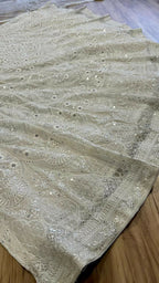 Jyoti Fashion Women's Off White Georgette Codding Thread with Sequins Embroidered Designer Lehenga Choli Set | Grocsy